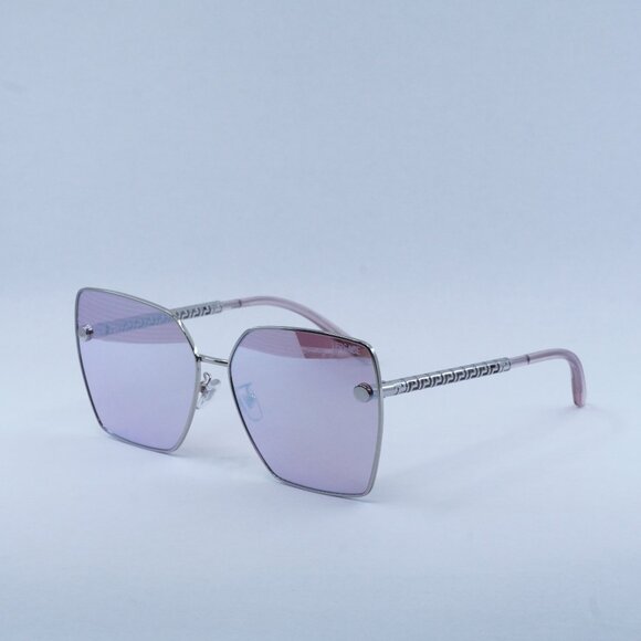 Versace VE2270D 10007V Sunglasses Silver Square Frame Pink Mirror White Lenses